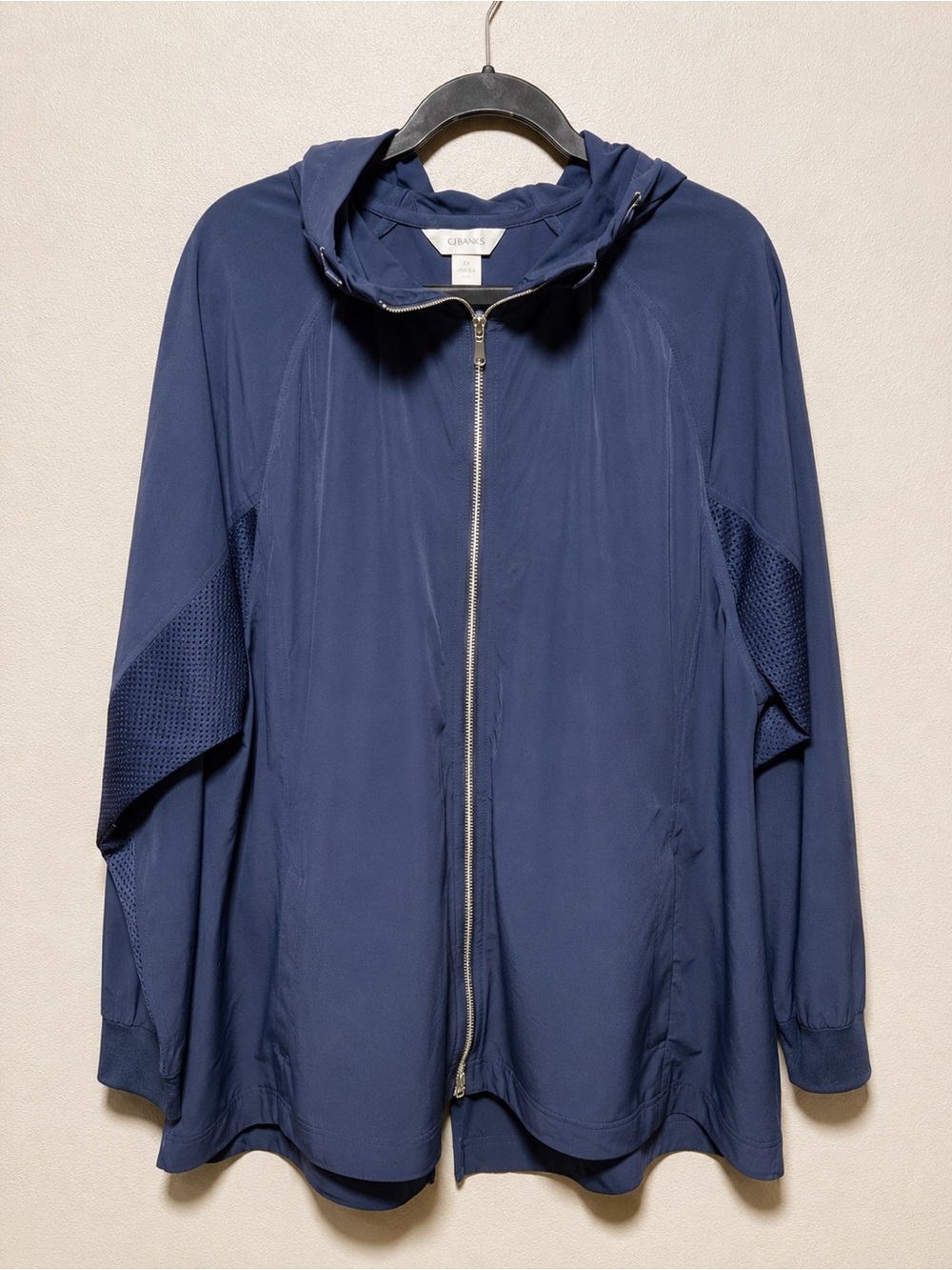 CJ Banks Navy Hooded Zip-Up Utility Jacket